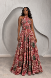 Cara Dress (Wine & Green)