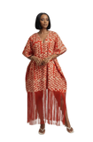 V-Neck Fringe Kaftan (Red)
