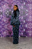 Fringe Silk PJ Set (Blue)