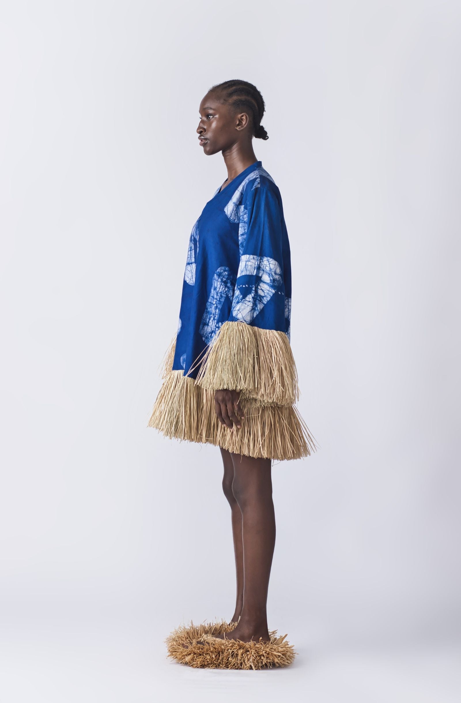 Straw Mini Dress (Blue)