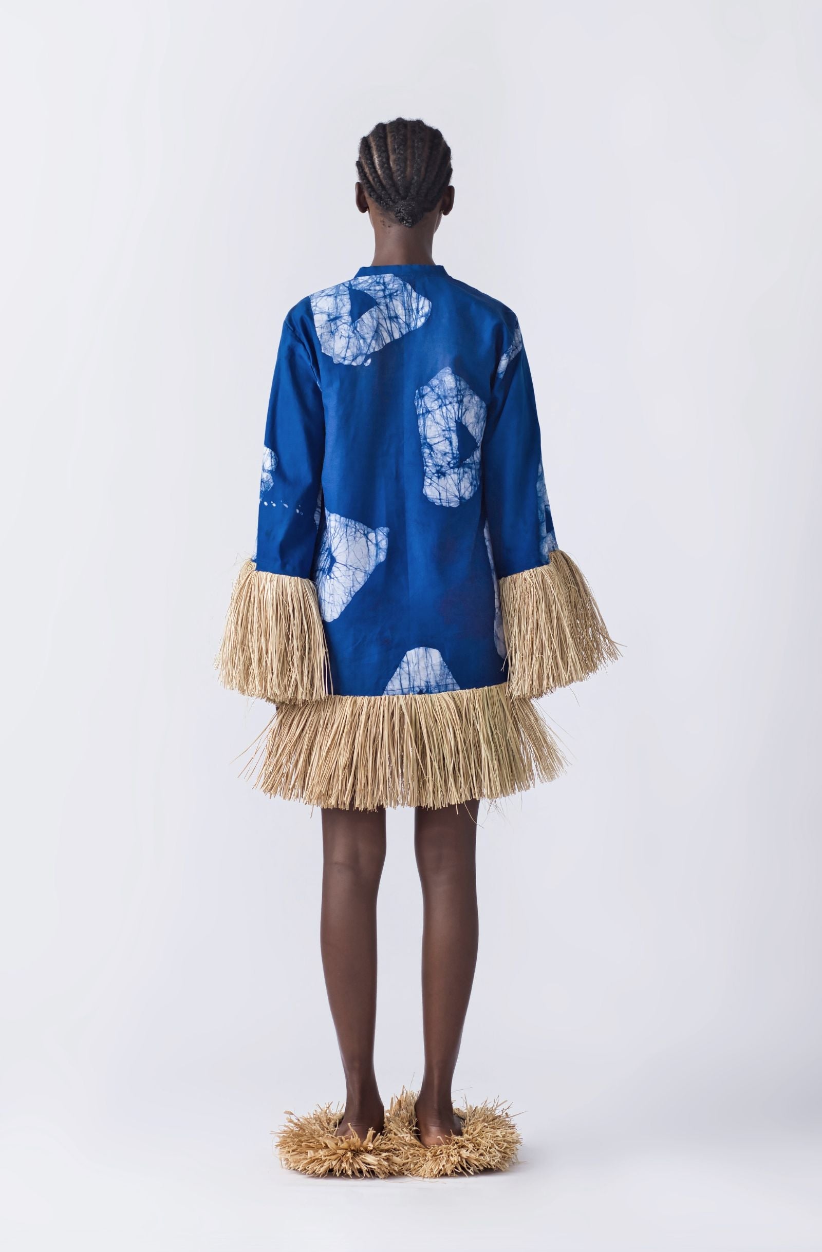 Straw Mini Dress (Blue)